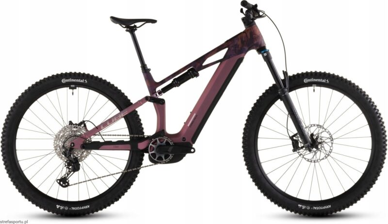 Karbonowy rower elektryczny full-suspension CUBE Stereo Hybrid ONE44 HPC SLX 800 M fioletowo-różowy shiftblush 2026