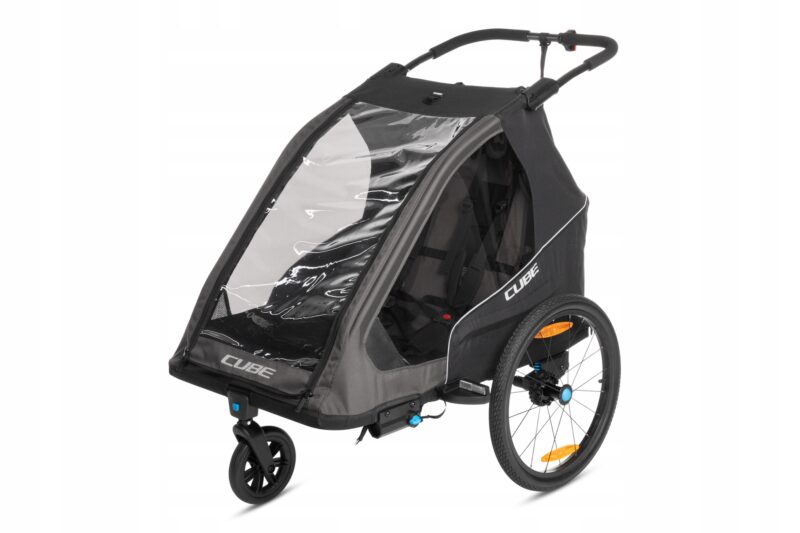 Przyczepka rowerowa dla dzieci CUBE KIDS TRAILER DOUBLE PURE grey 2 osobowa