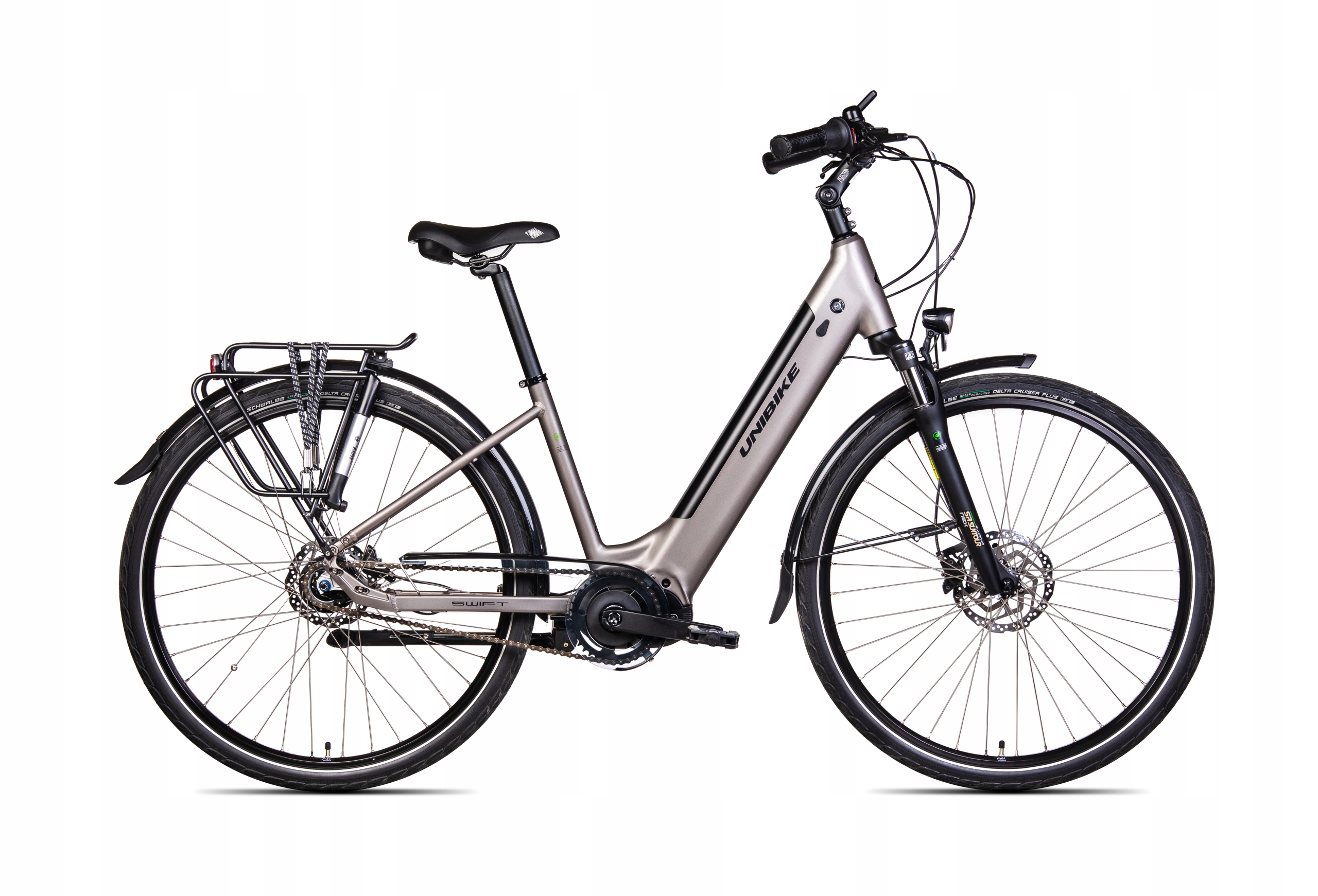 Rower elektryczny miejski UNIBIKE Swift 17 cali grafitowy 2026